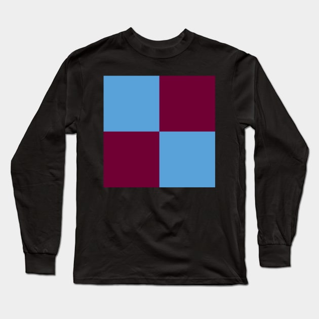 Burnley Claret and Blue Checkered Fan Flag Long Sleeve T-Shirt by Culture-Factory